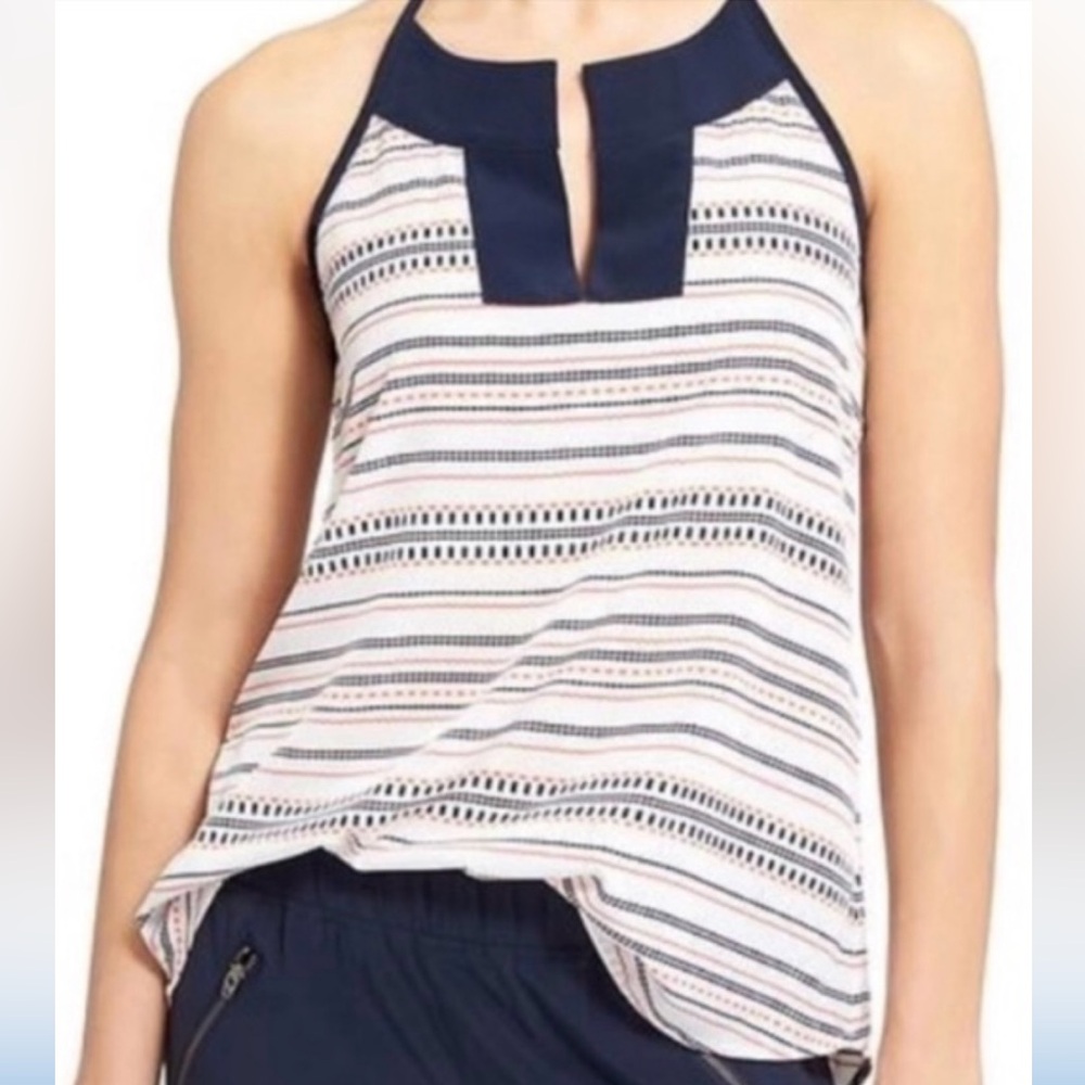 Athleta Costal Dunes Striped Tank Top Sz Large